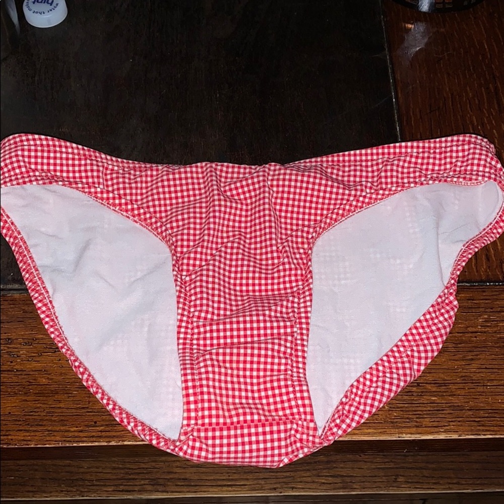 medium red gigham plaid bikini bottoms